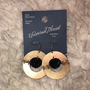 NWT - Semi-Precious Gold-Tone Jasper Disc Earrings